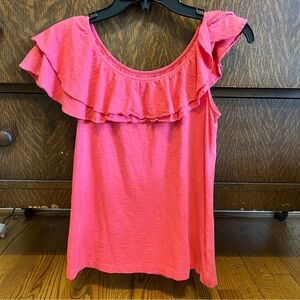 Lilly Pulitzer Wynne ruffle cotton asymmetrical tank top Small